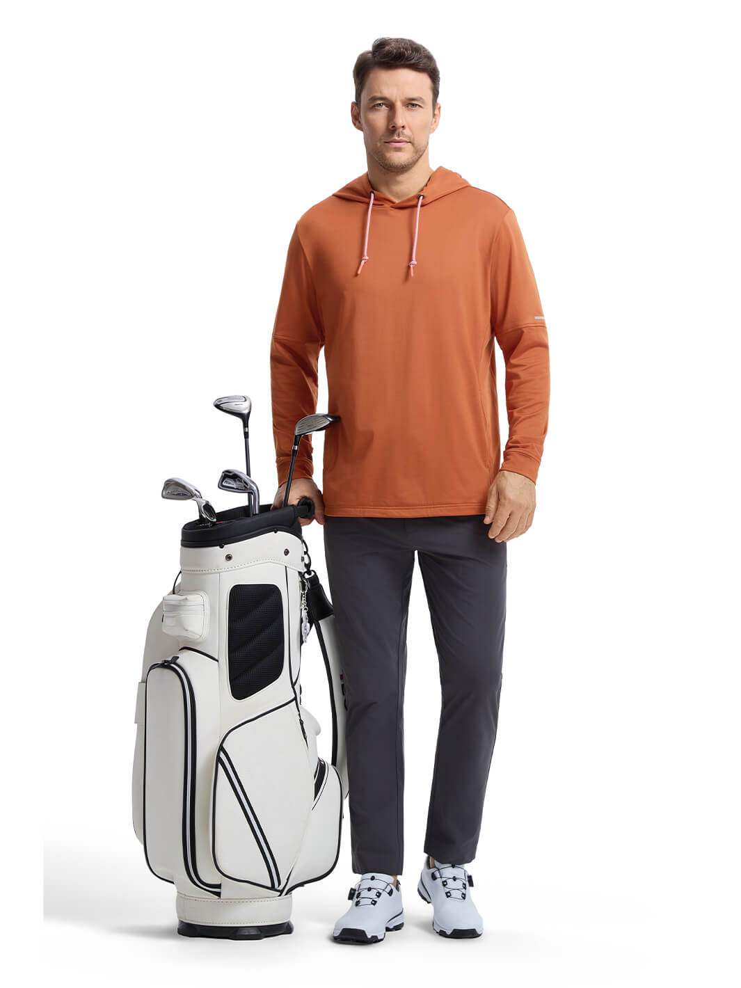 Solid Performance Fleece Golf Hoodie For Men-Potter's Clay