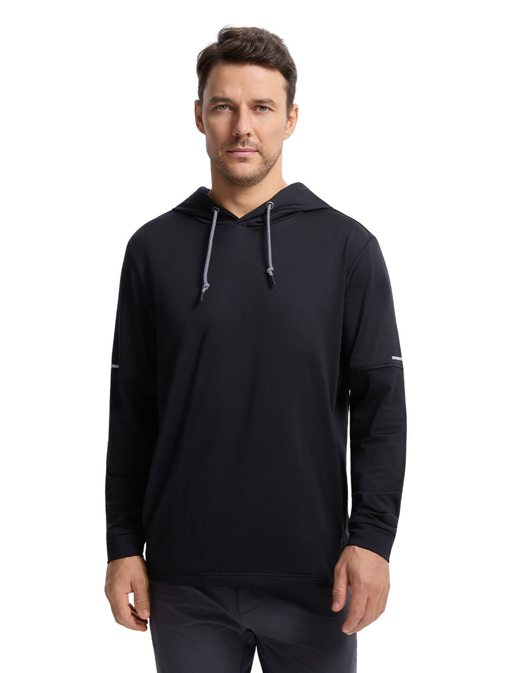 Solid Performance Fleece Golf Hoodie For Men-Meteorite