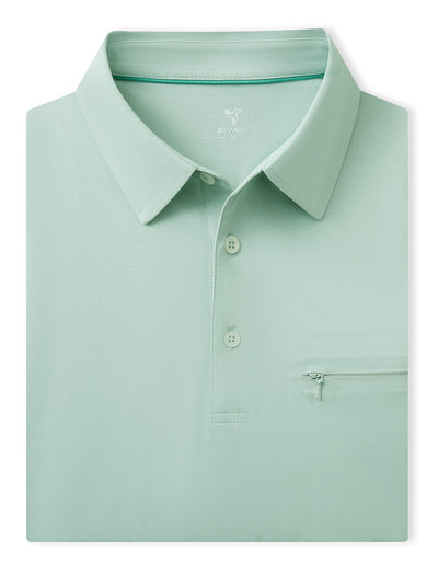 Hidden Zip Pocket Performance Polo-SAGE GREEN