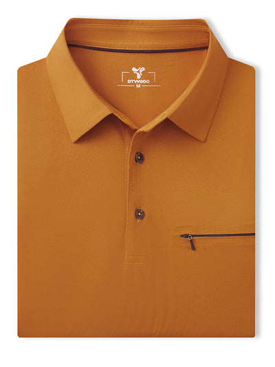 Hidden Zip Pocket Performance Polo-AMBER