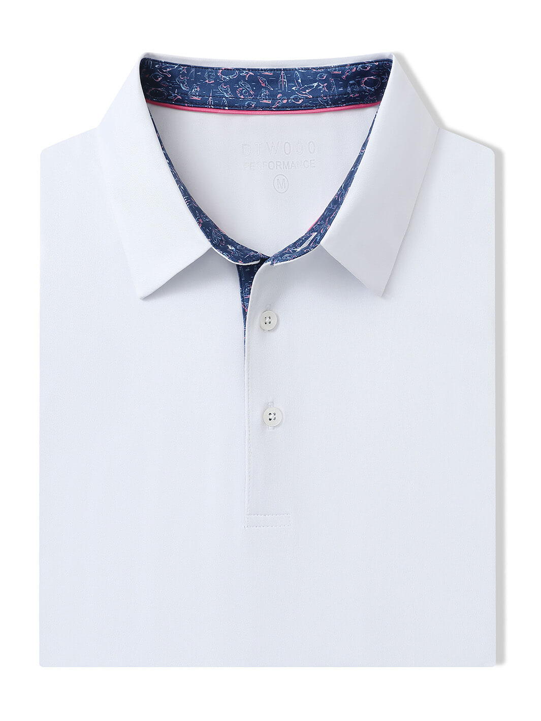 Designed Collared Solid Performance Polo-WHITE