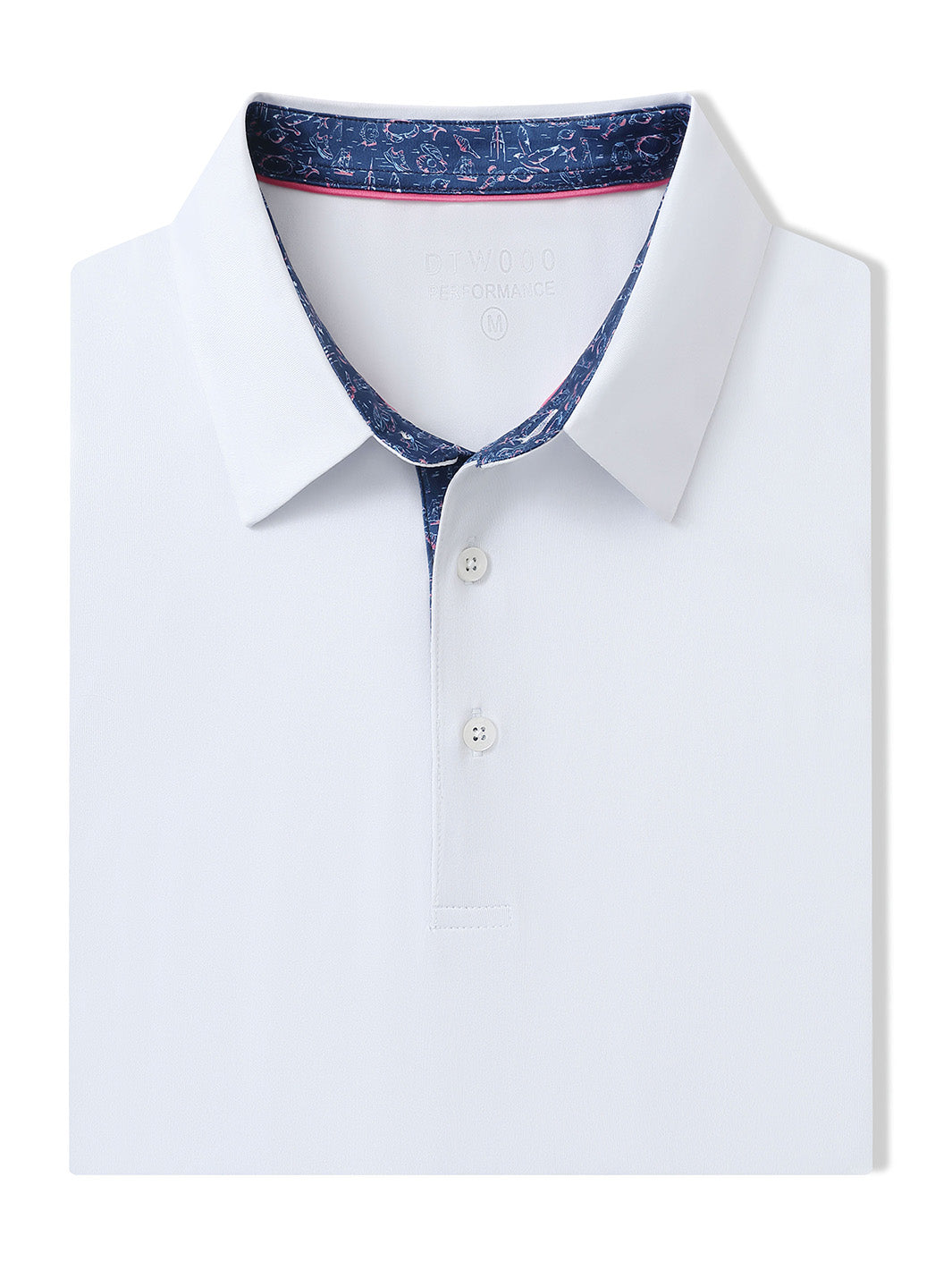 Designed Collared Solid Performance Polo-WHITE