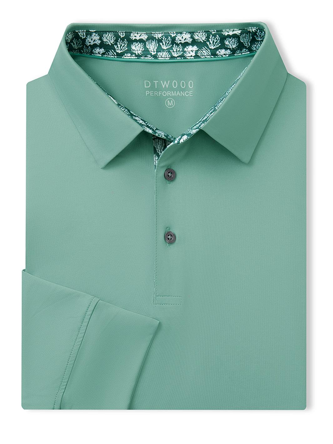 Designed Collared Long Sleeve Golf Polo-BERYL GREEN