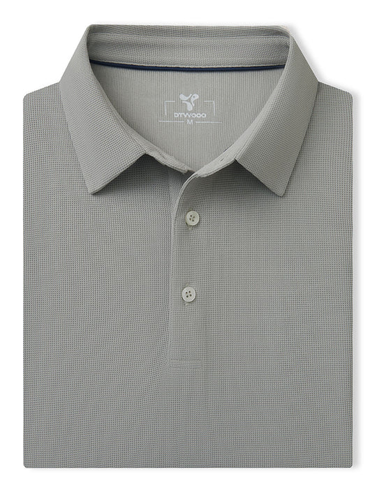 Waffle Jacquard Performance Polo-LIGHT GREY