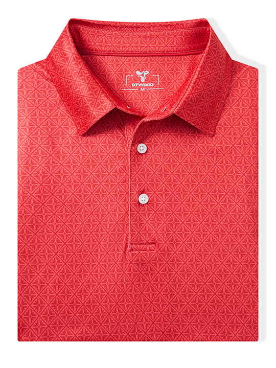 Print Performance Golf Shirt For Men-Red Totem