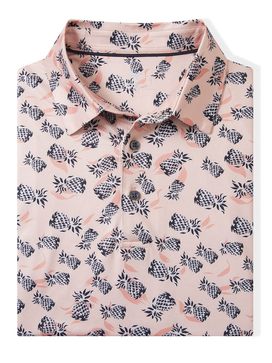 Print Performance Golf Shirt For Men-Pineapple
