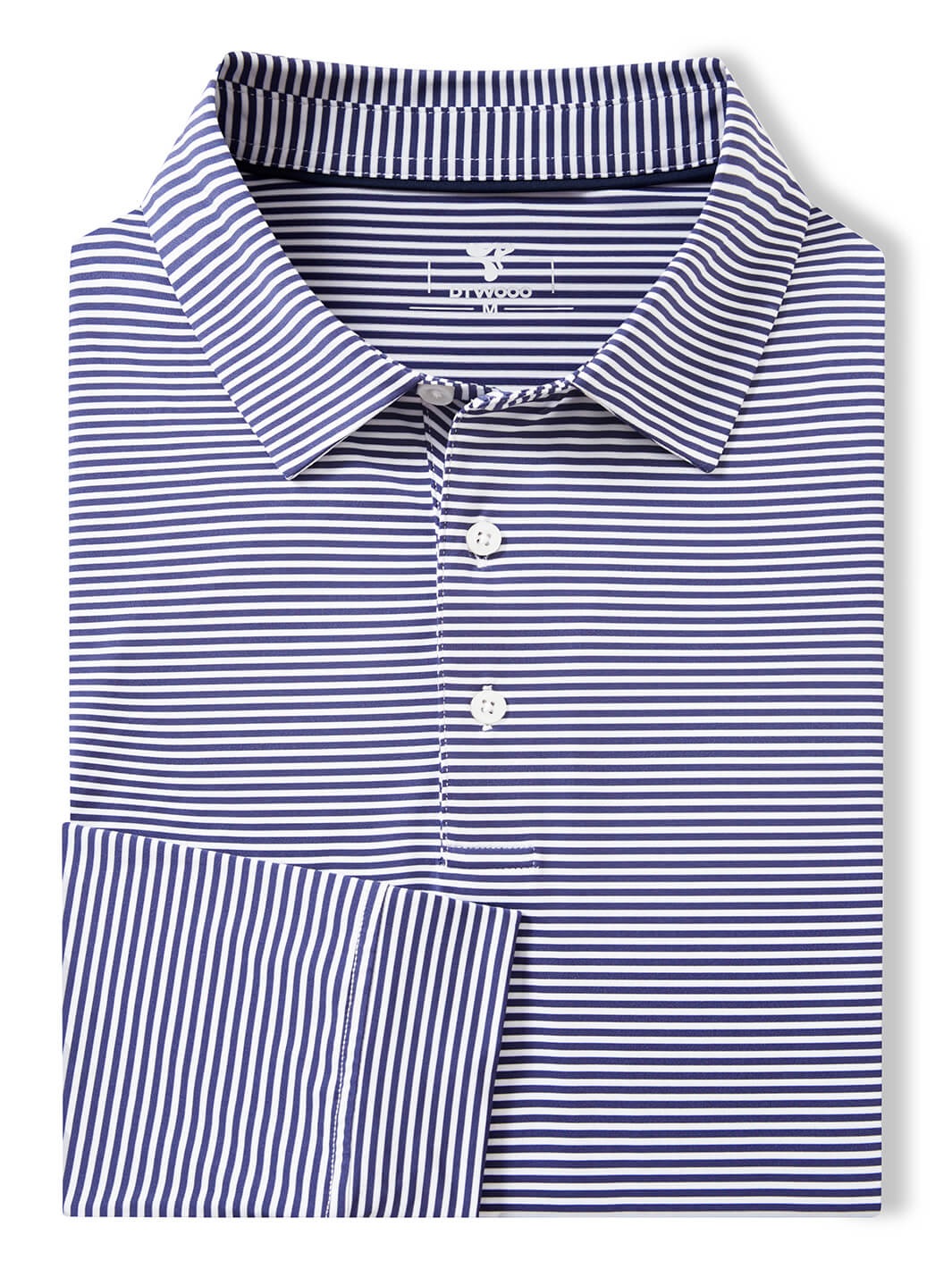Striped Long Sleeve Golf Shirt For Men-Navy
