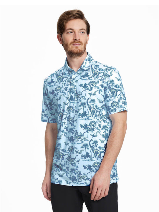 Print Performance Golf Shirt For Men-Jurassic