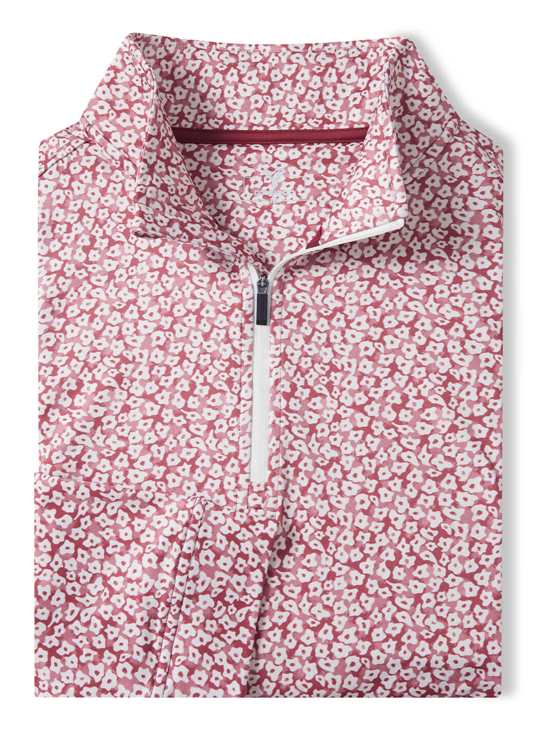 Print Performance Golf Quarter Zip For Men-Red Flower Rain