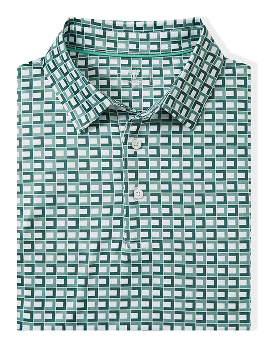 Print Performance Golf Shirt For Men-Jade