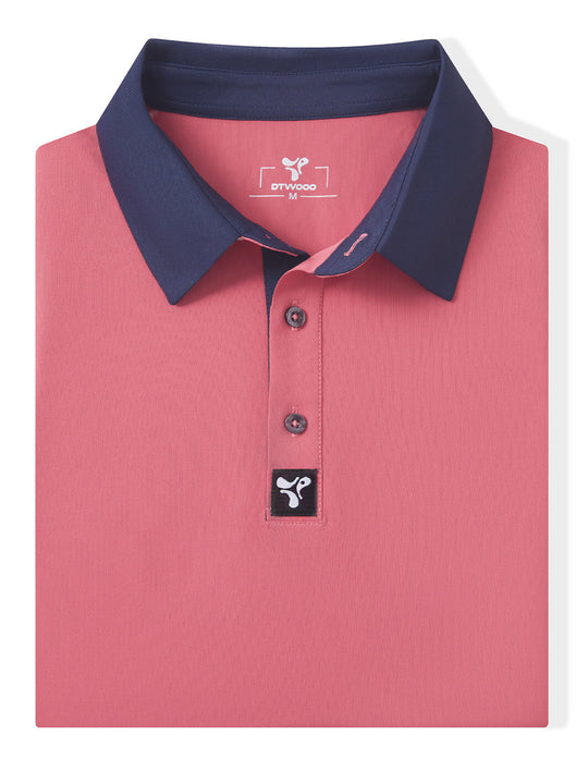 Tech Pique Performance Golf Shirt For Men-Cranberry