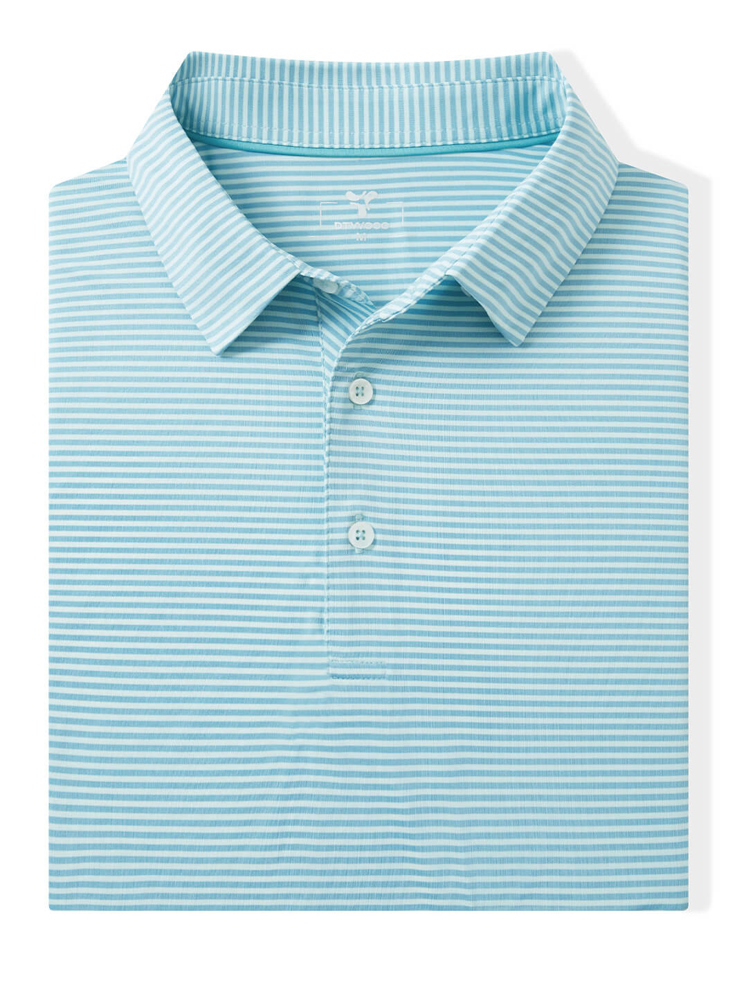 Striped Performance Golf Shirt For Men-Green Maritime Blue