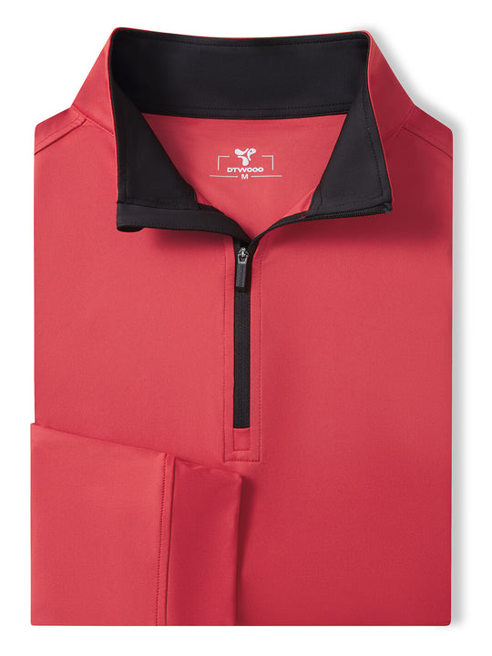 Solid Performance Golf Quarter Zip For Men-Oxford Red