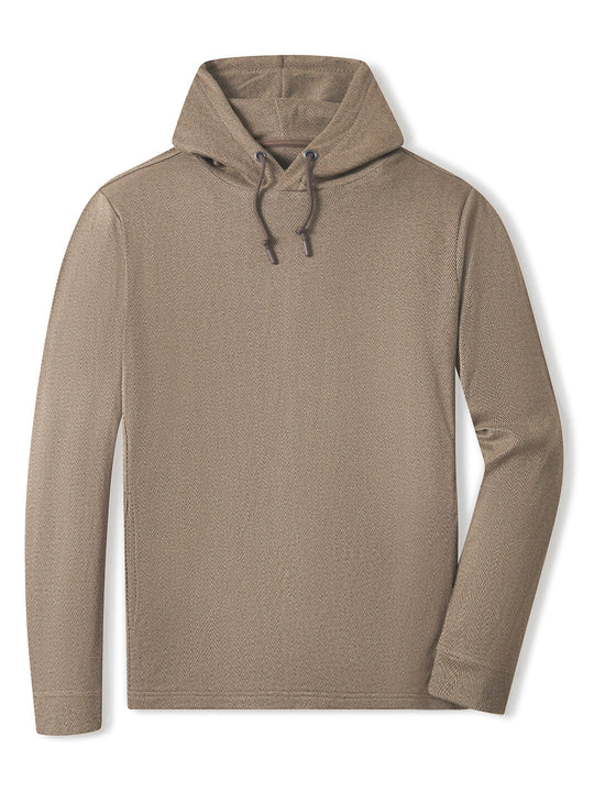 Herringbone Performance Golf Hoodie For Men-Caramel