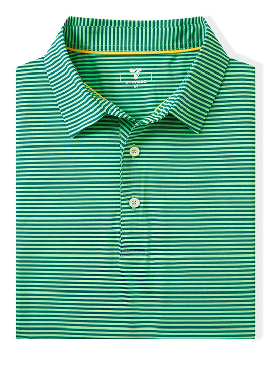 Striped Performance Golf Shirt For Men-Green