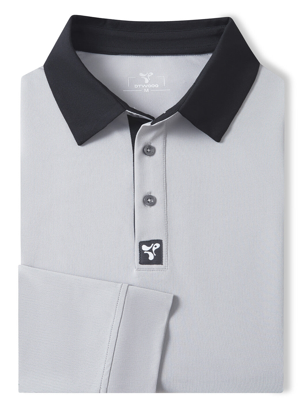 Tech Pique Long Sleeve Golf Shirt For Men-Light Grey