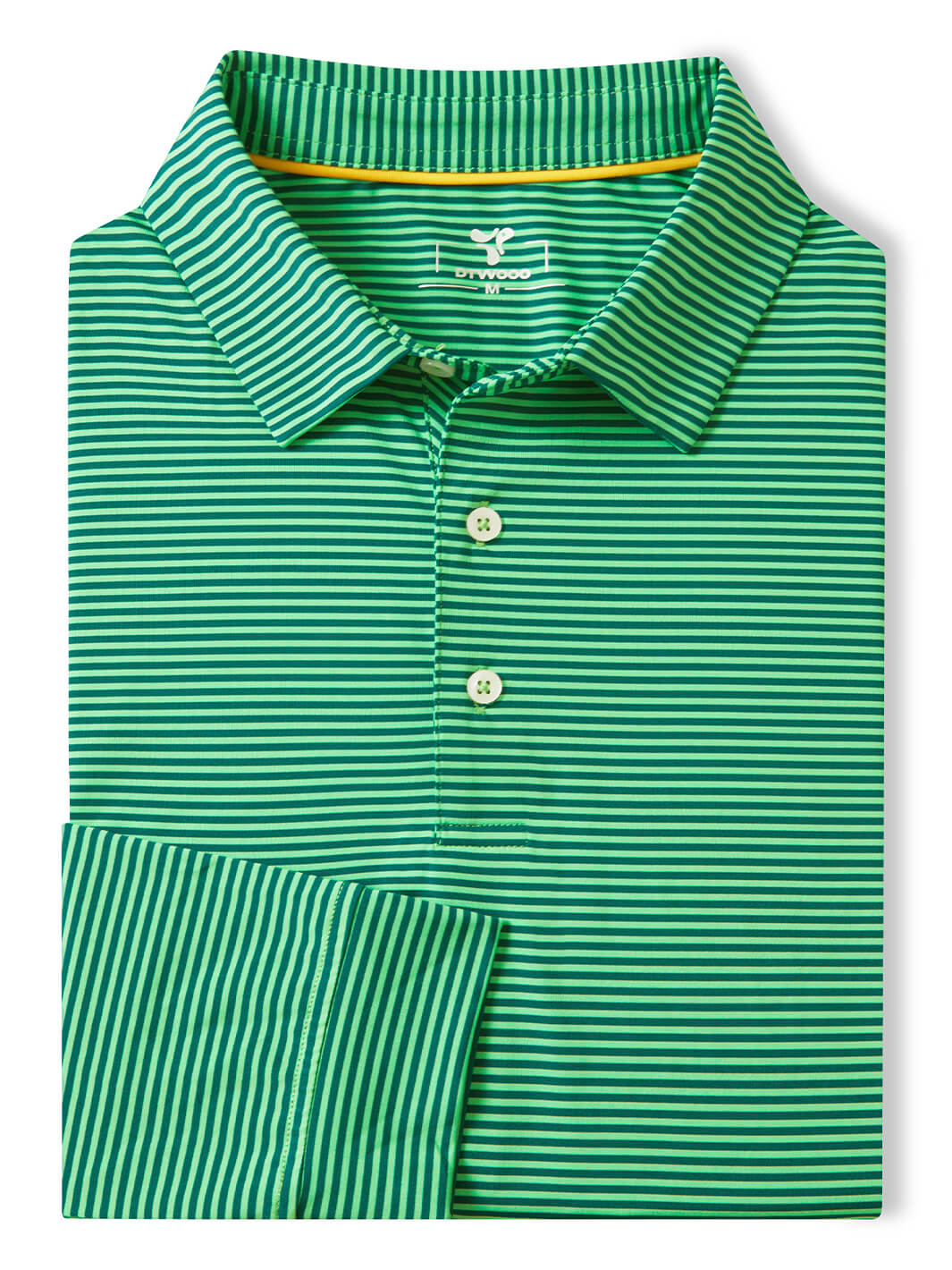 Striped Long Sleeve Golf Shirt For Men-Green