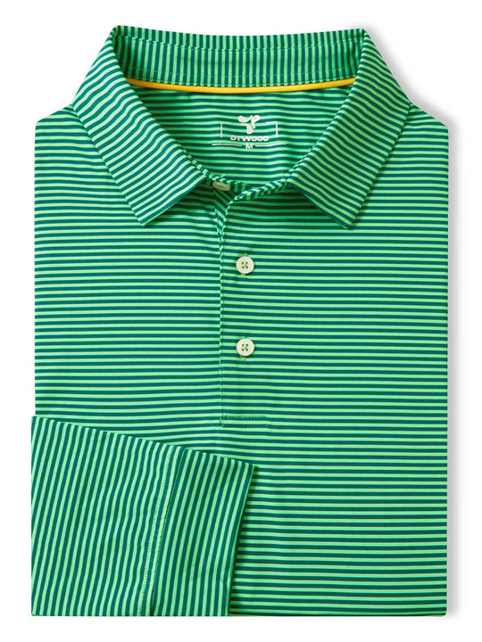 Striped Long Sleeve Golf Shirt For Men-Green