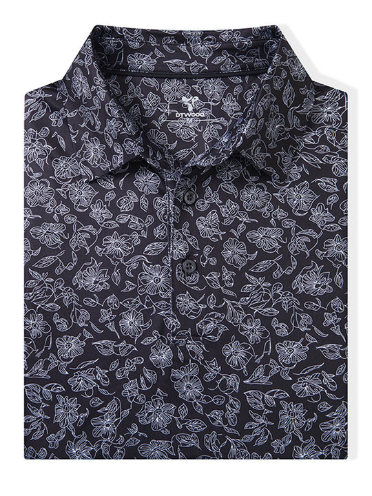Print Performance Golf Shirt For Men-Morning Glory