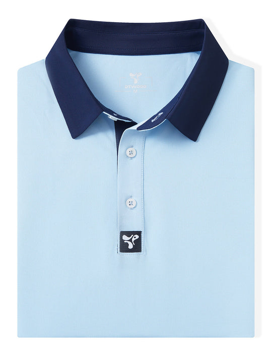 Tech Pique Performance Golf Shirt For Men-Sky Blue