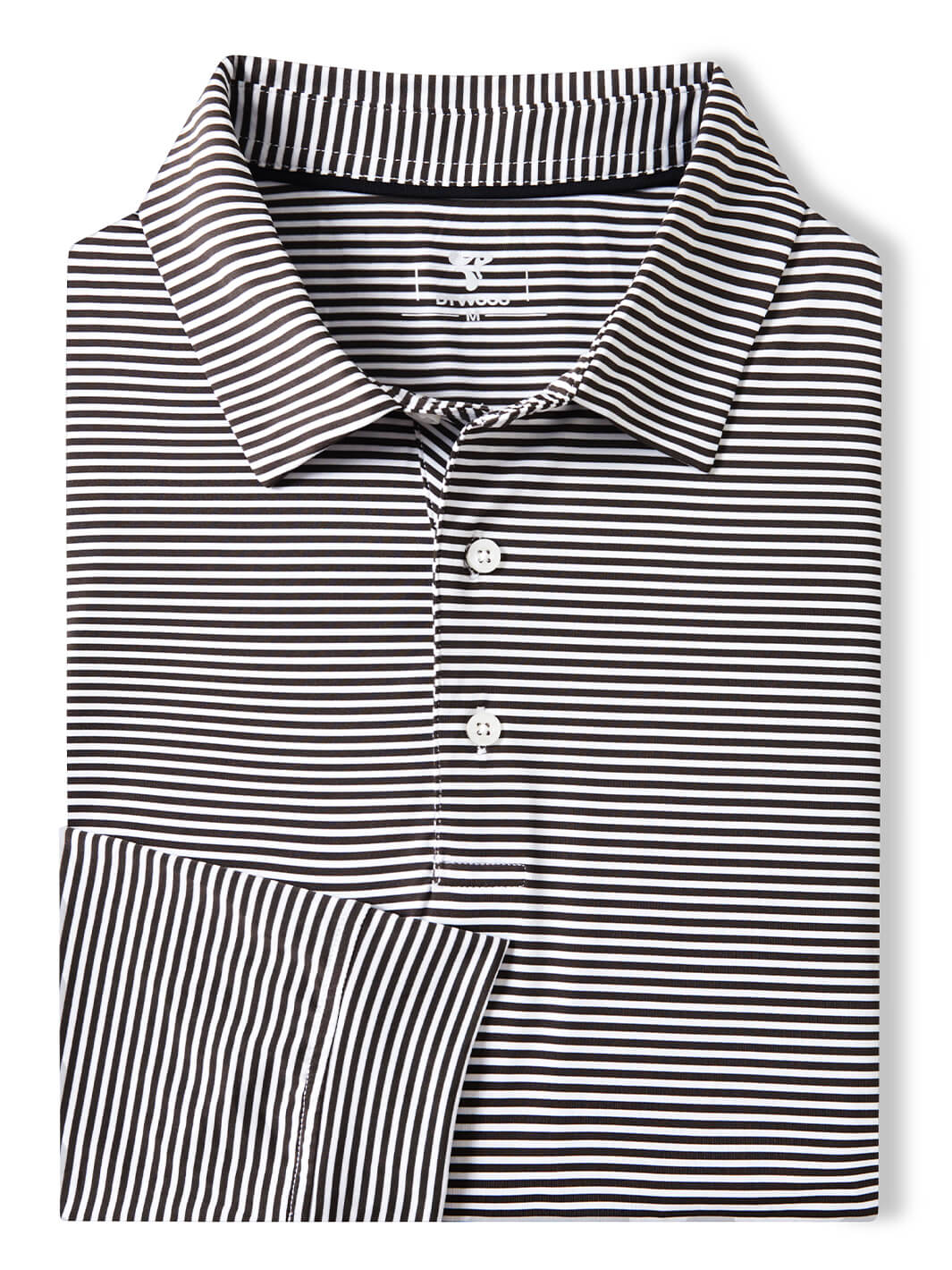 Striped Long Sleeve Golf Shirt For Men-Black