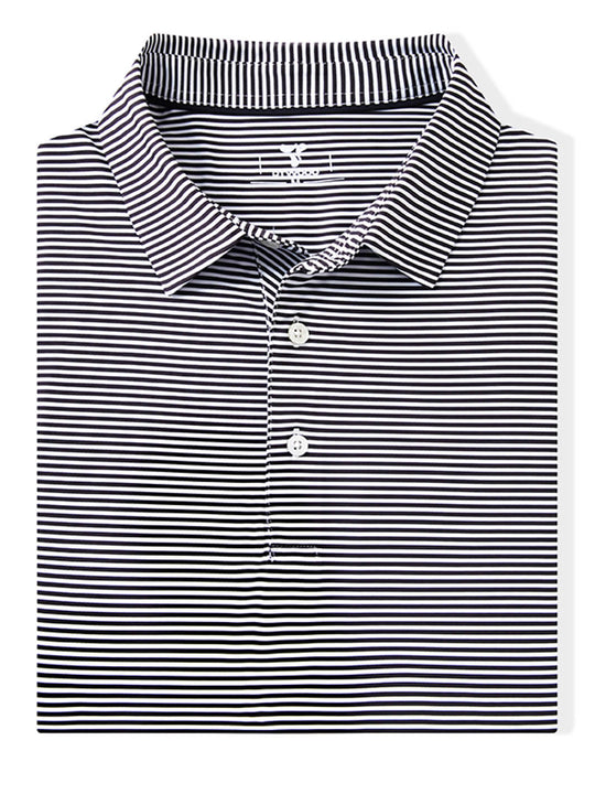 Striped Performance Golf Shirt For Men-Black
