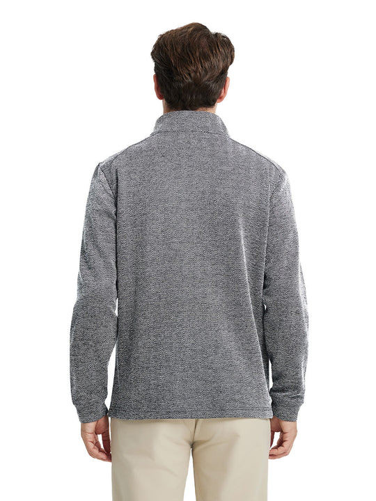 Herringbone Performance Golf Quarter Zip For Men-Black