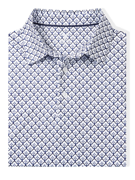 Print Performance Golf Shirt For Men-Lily Of The Valley