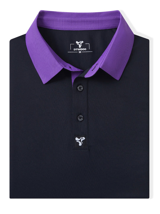 Tech Pique Performance Golf Shirt For Men-Black