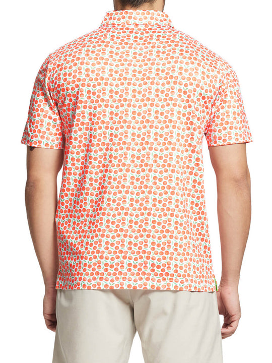 Print Performance Golf Shirt For Men-Peach