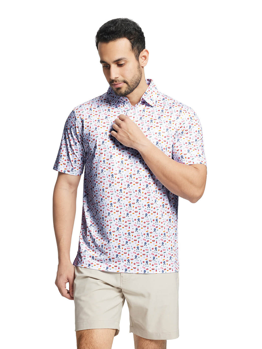 Print Performance Golf Shirt For Men-Barbecue