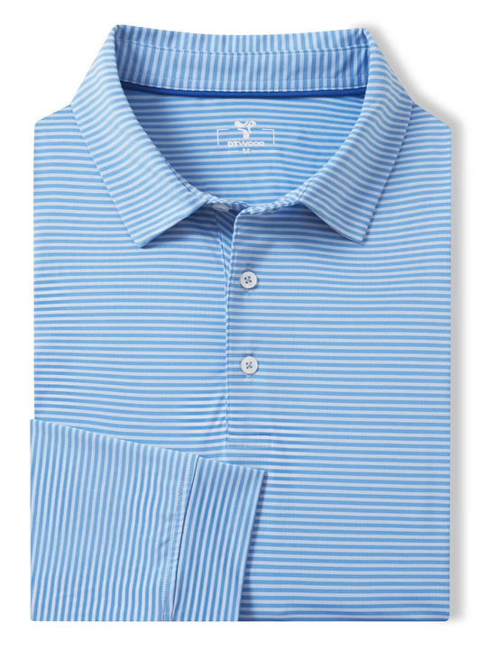 Striped Long Sleeve Golf Shirt For Men-Sailor Blue