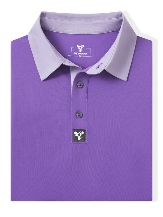 Tech Pique Performance Golf Shirt For Men-Purple