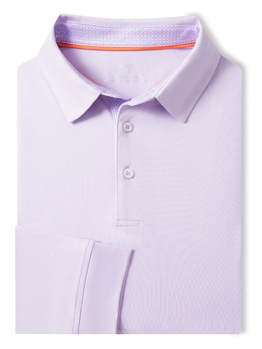 Designed Collared Long Sleeve Golf Shirt For Men-Purple Petals