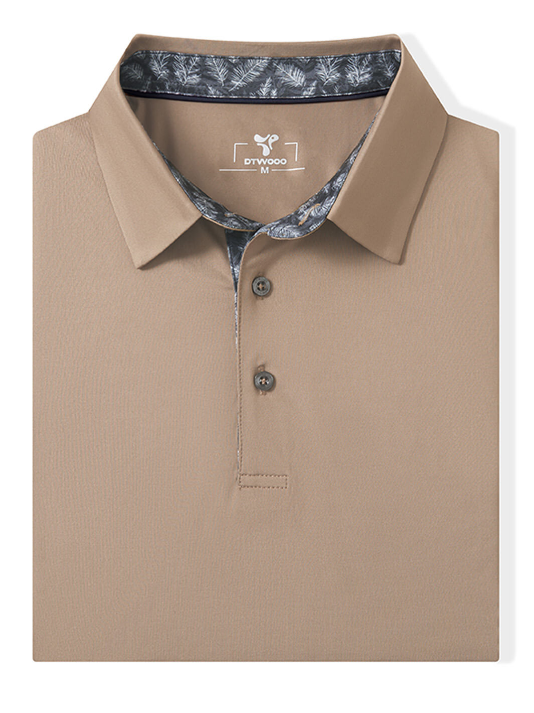Designed Collared Solid Performance Golf Shirt For Men-Poplar Palm