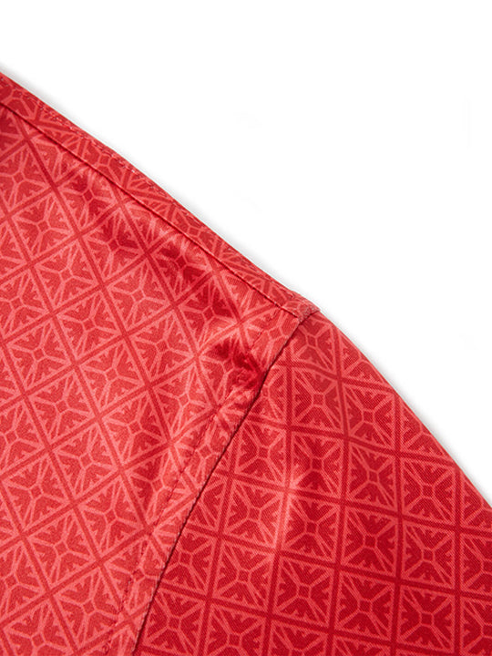 Print Performance Golf Shirt For Men-Red Totem