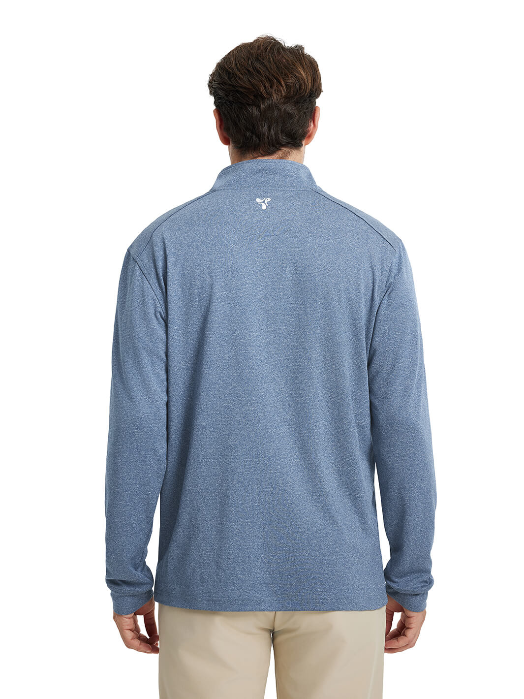 Heather Performance Golf Quarter Zip For Men-Navy