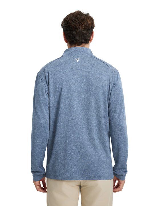 Heather Performance Golf Quarter Zip For Men-Navy