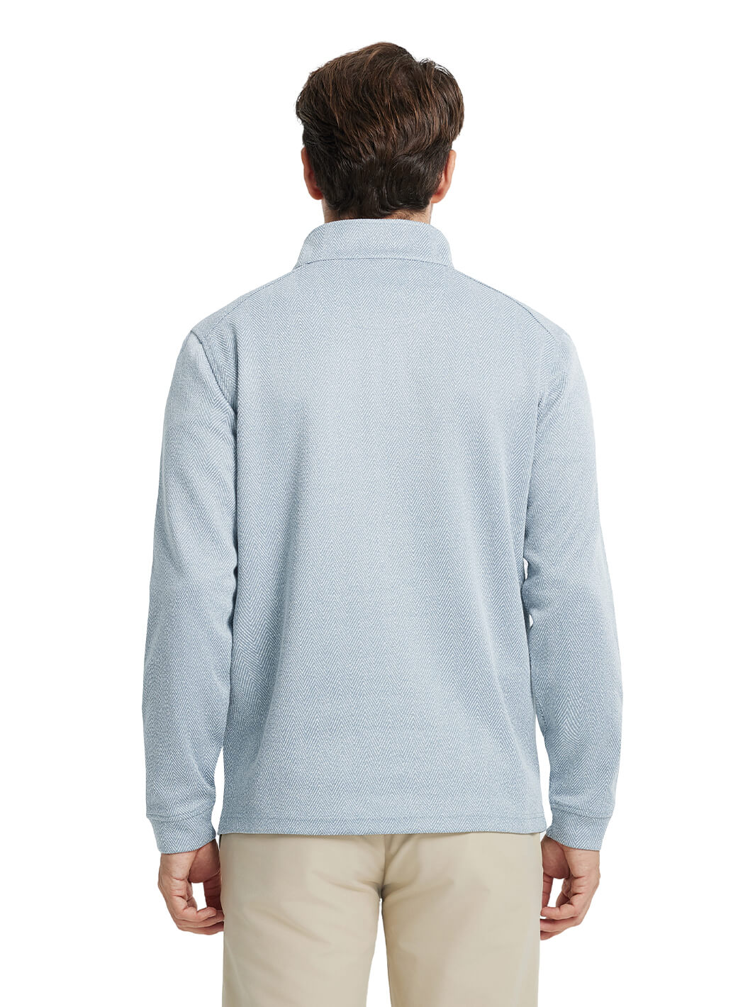 Herringbone Performance Golf Quarter Zip For Men-Denim Blue