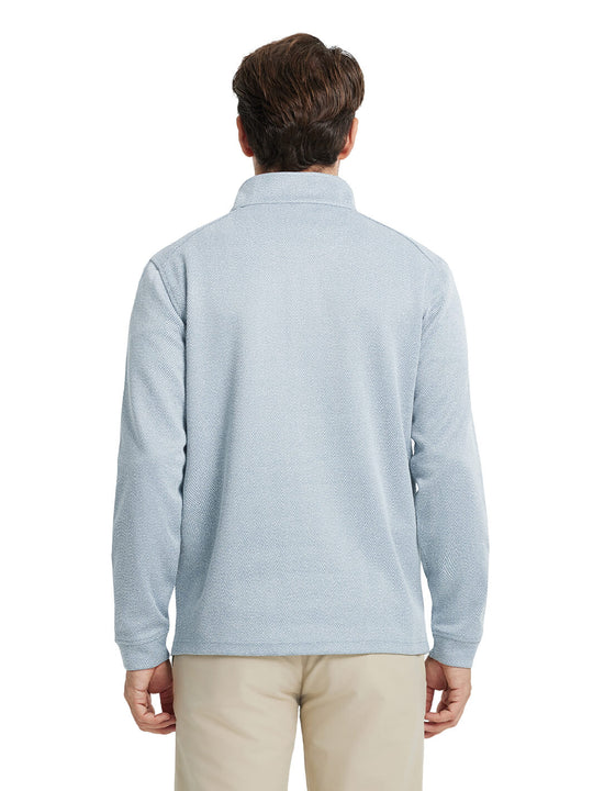 Herringbone Performance Golf Quarter Zip For Men-Denim Blue