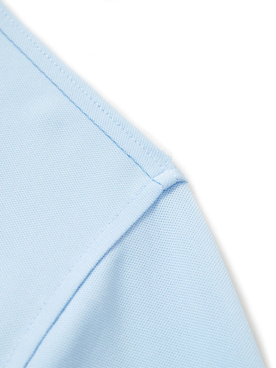Tech Pique Long Sleeve Golf Shirt For Men-Sky Blue