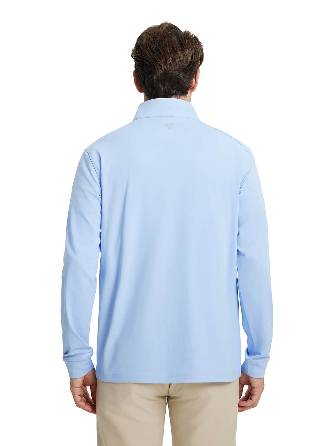 Solid Performance Golf Quarter Zip For Men-Misty Blue