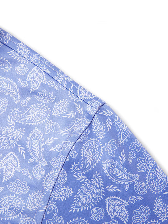 Print Performance Golf Shirt For Men-Misty Blue Paisley