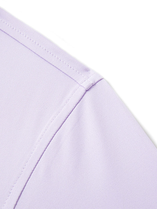 Designed Collared Solid Performance Golf Shirt For Men-Purple Petals