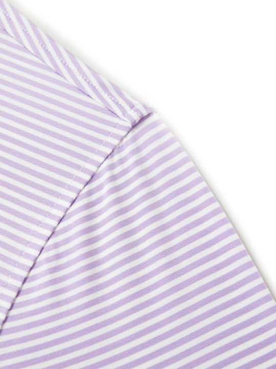 Striped Long Sleeve Golf Shirt For Men-Lavender White