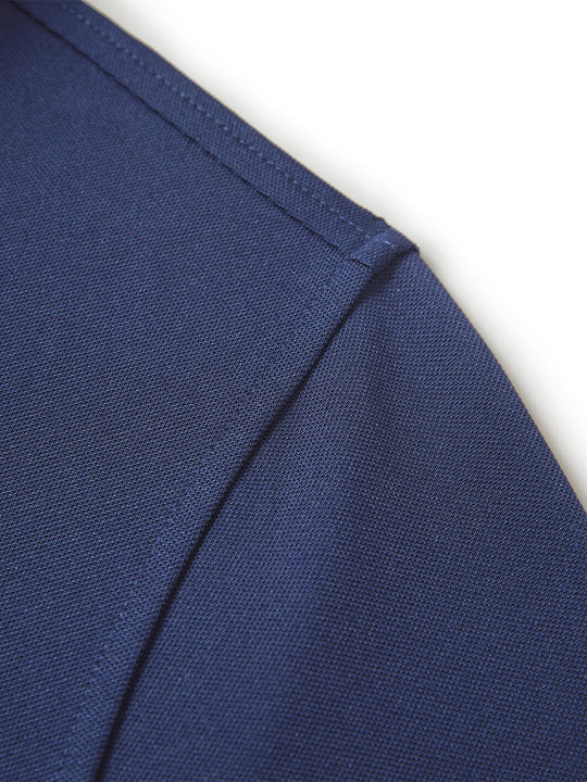 Tech Pique Long Sleeve Golf Shirt For Men-Navy