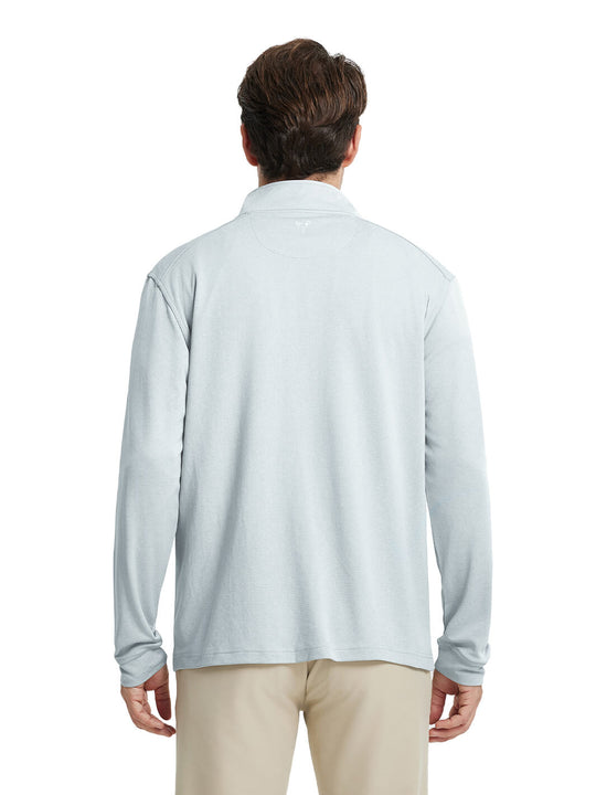 Heather Performance Golf Quarter Zip For Men-Light Grey