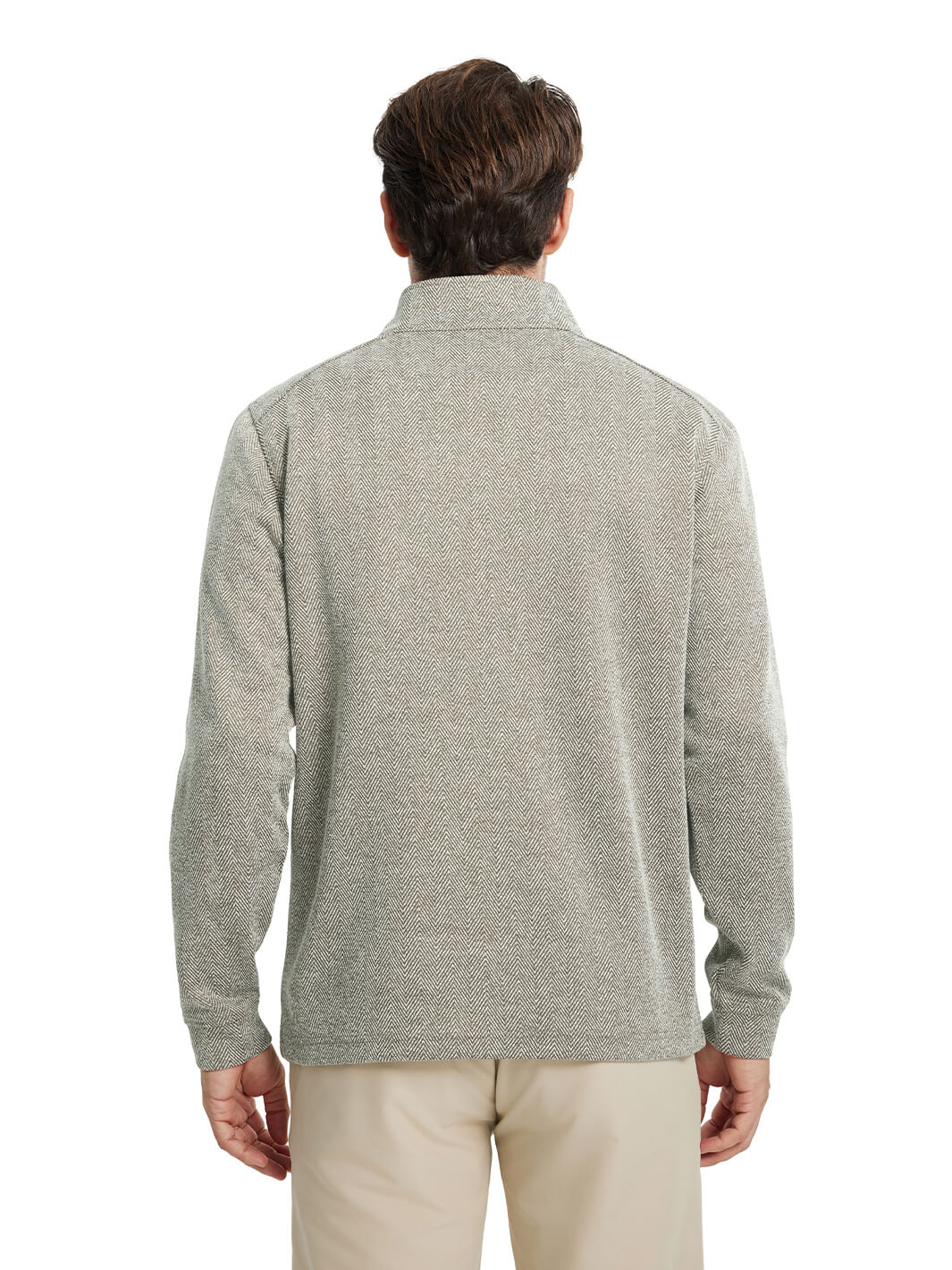 Herringbone Performance Golf Quarter Zip For Men-Chartreuse