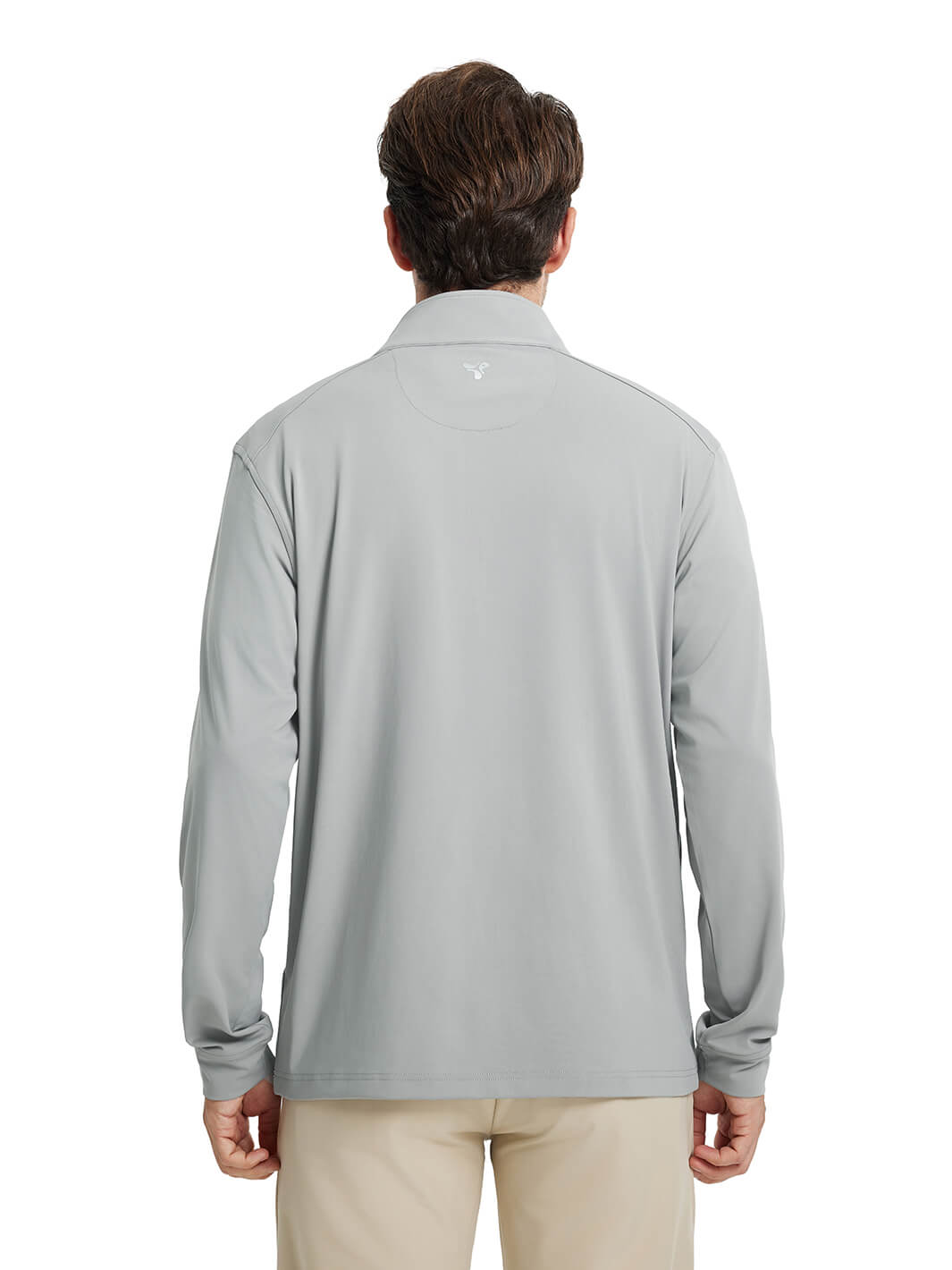Solid Performance Golf Quarter Zip For Men-Light Grey
