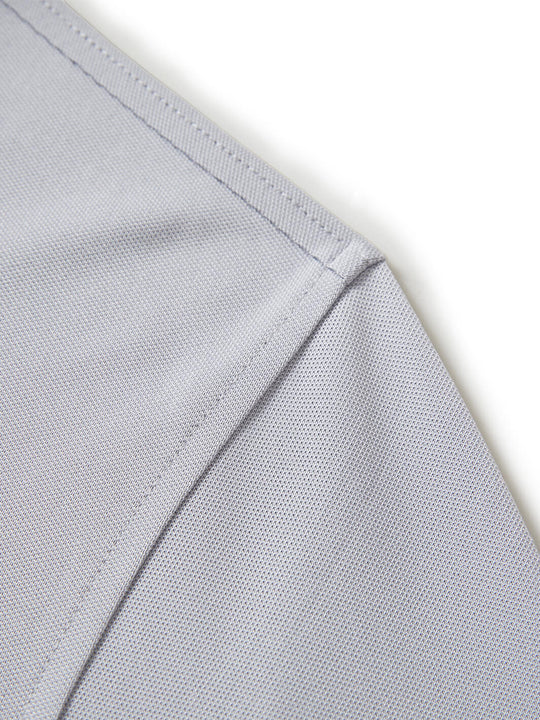 Tech Pique Long Sleeve Golf Shirt For Men-Light Grey